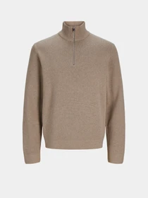 Светри та кардигани JACK & JONES BLAMILANO STITCH KNIT HALF ZIP модель 12259664_Greige Melange Фото