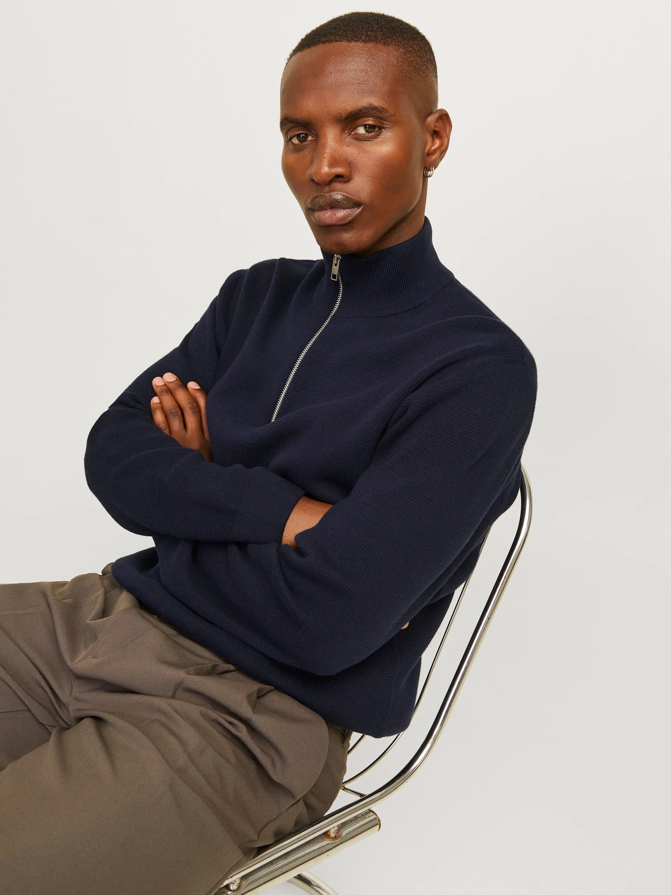 Свитеры и кардиганы JACK & JONES BLAMILANO STITCH KNIT HALF ZIP модель 12259664_Night Sky Фото