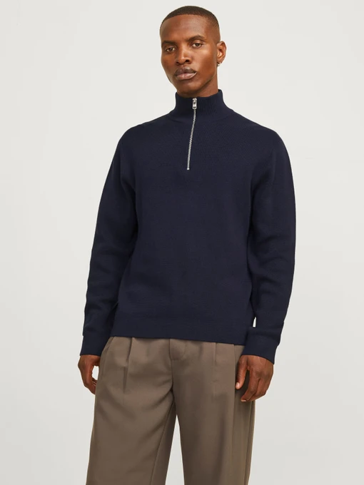 Свитеры и кардиганы JACK & JONES BLAMILANO STITCH KNIT HALF ZIP модель 12259664_Night Sky Фото