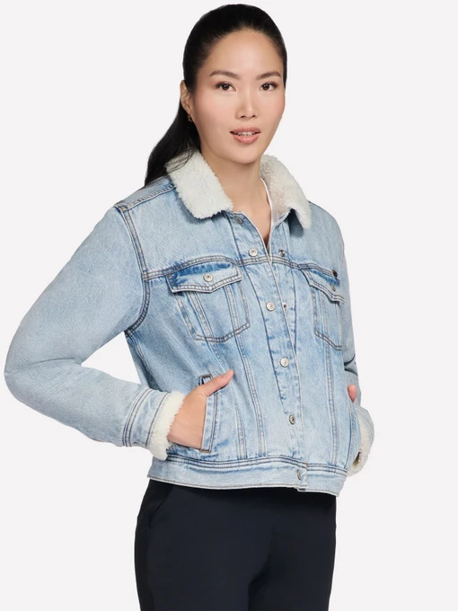 Бавовняна Жіноча Джинсова куртка Skechers SHERPA DENIM JACKET фото 3