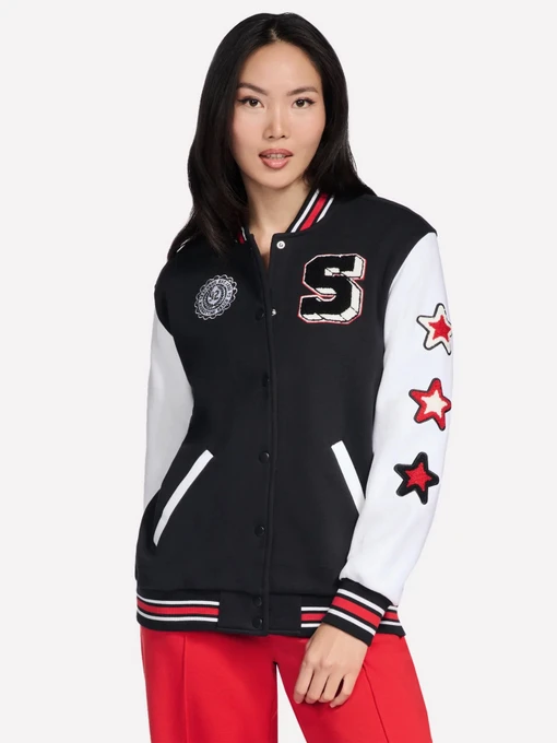 Куртки и дубленки Skechers SKECHERS CLASSIC VARSITY JACKE модель JA291 BLK Фото