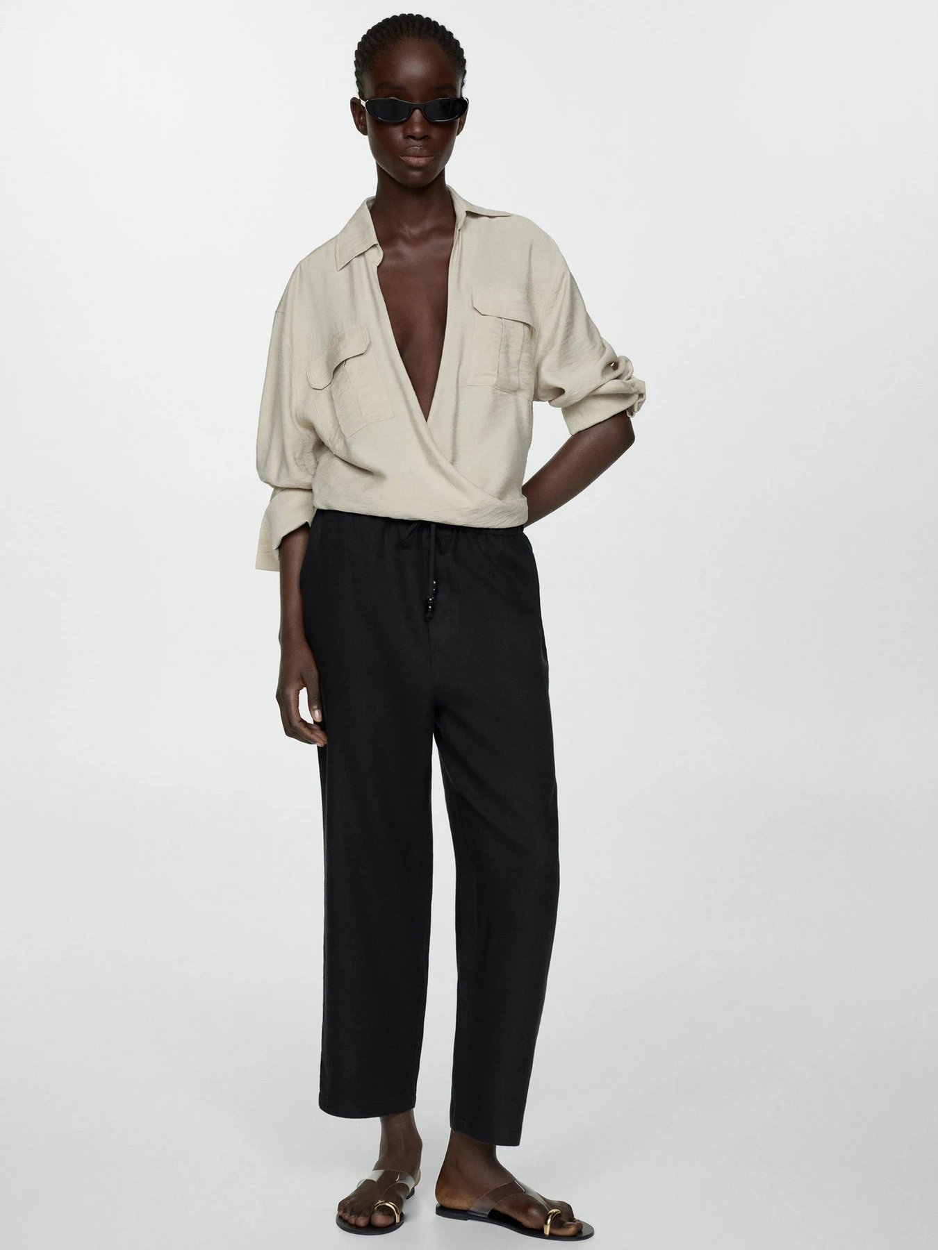 Штани MANGO Linen модель 67075724_99 Фото