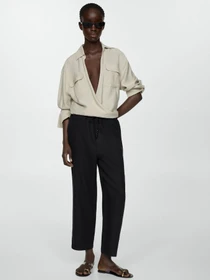 Штани MANGO Linen модель 67075724_99 Фото