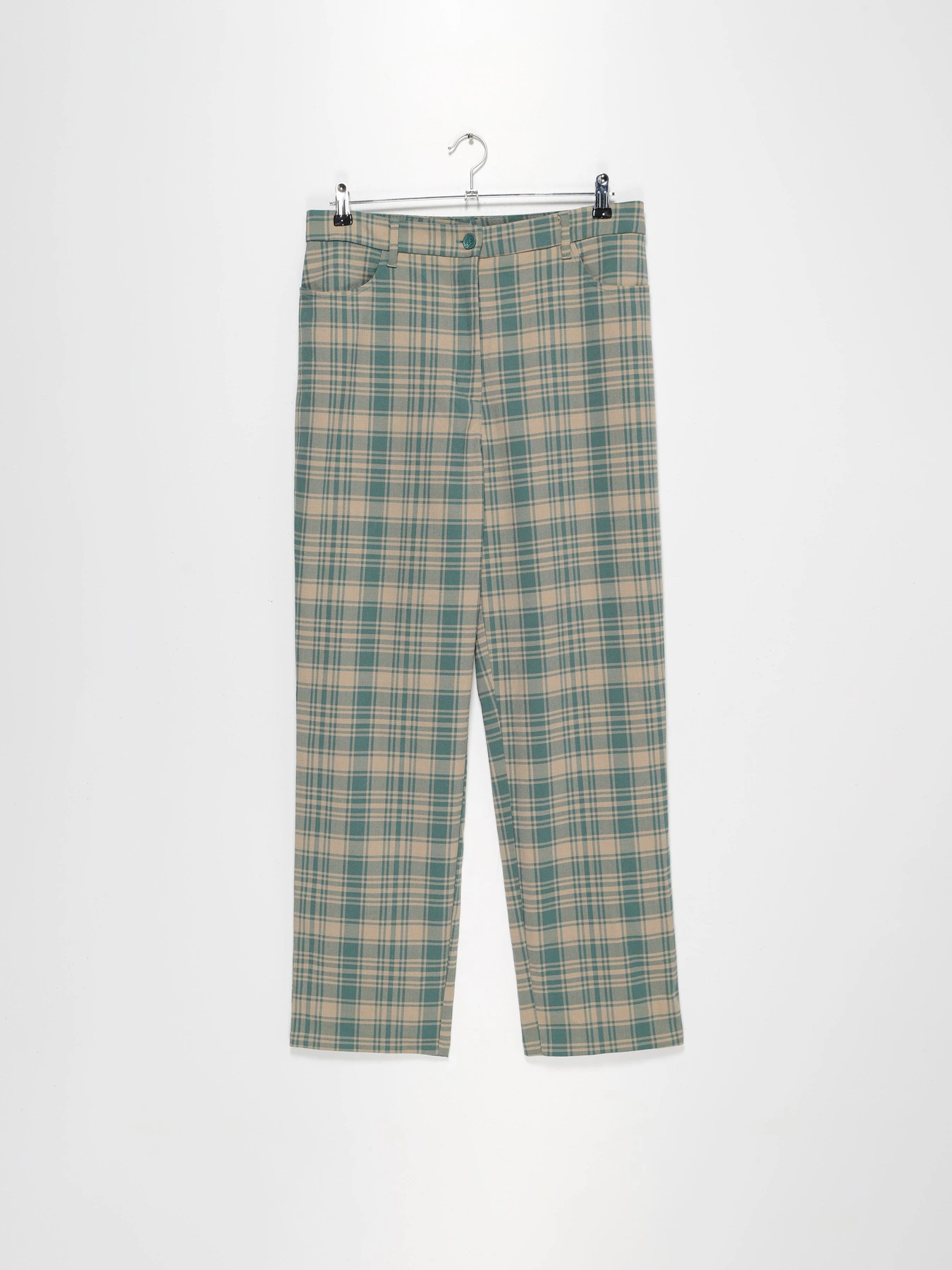 Брюки Monki модель 0873804_бежевий з зеленим Брюки Monki модель 0873804_бежевий з зеленим Фото