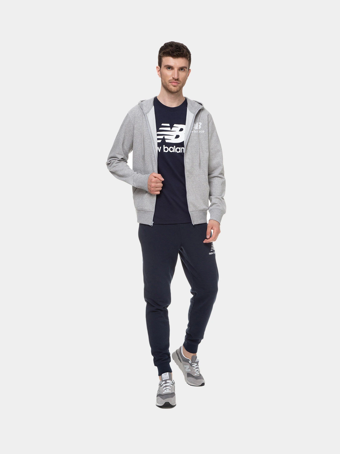 Худі та світшоти New Balance Essentials Stacked Full Zip модель MJ03558AG Худі та світшоти New Balance Essentials Stacked Full Zip модель MJ03558AG Фото
