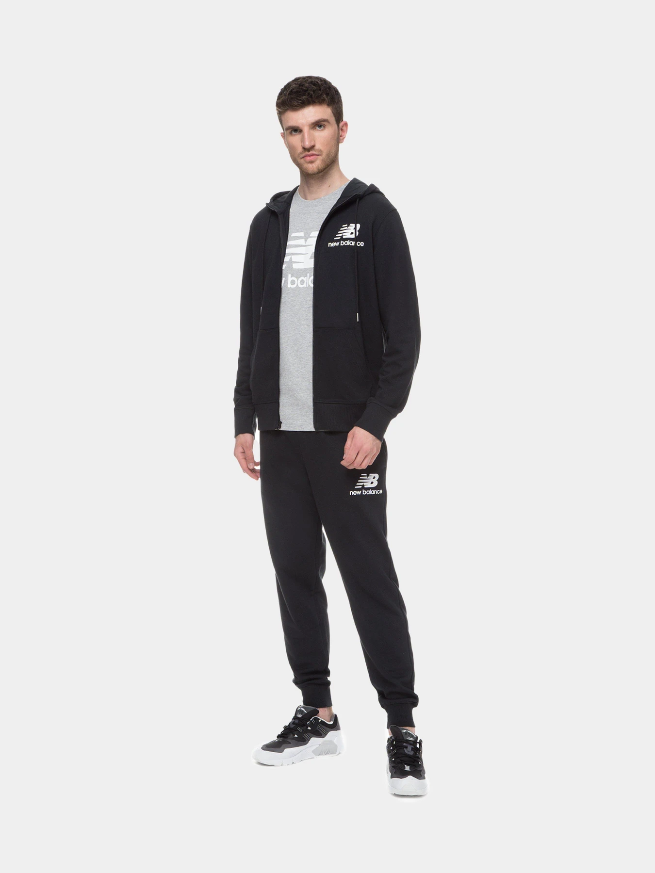 Худі та світшоти New Balance Essentials Stacked Full Zip модель MJ03558BK Фото
