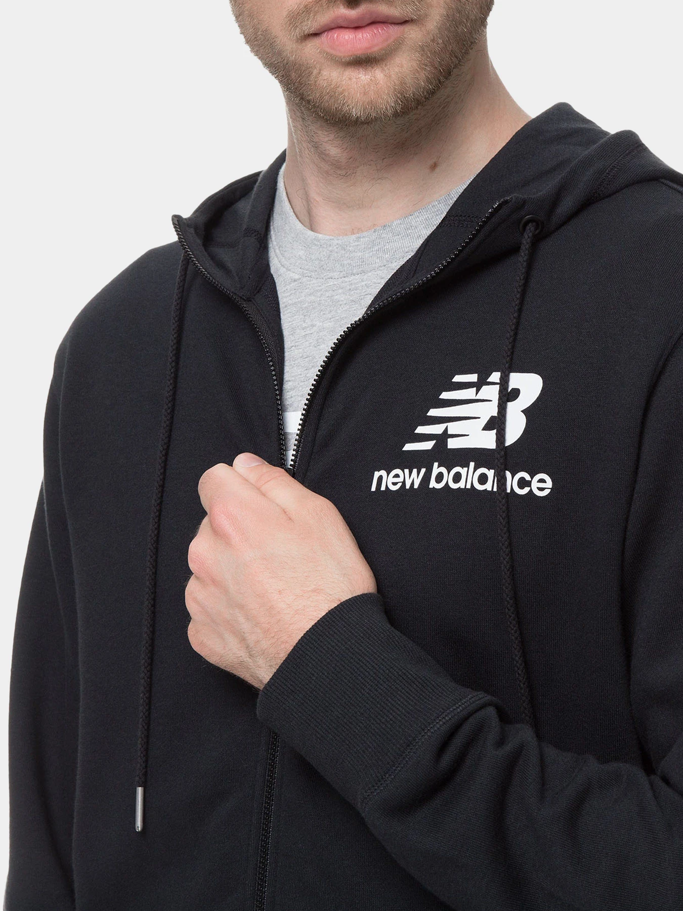Худі та світшоти New Balance Essentials Stacked Full Zip модель MJ03558BK Фото