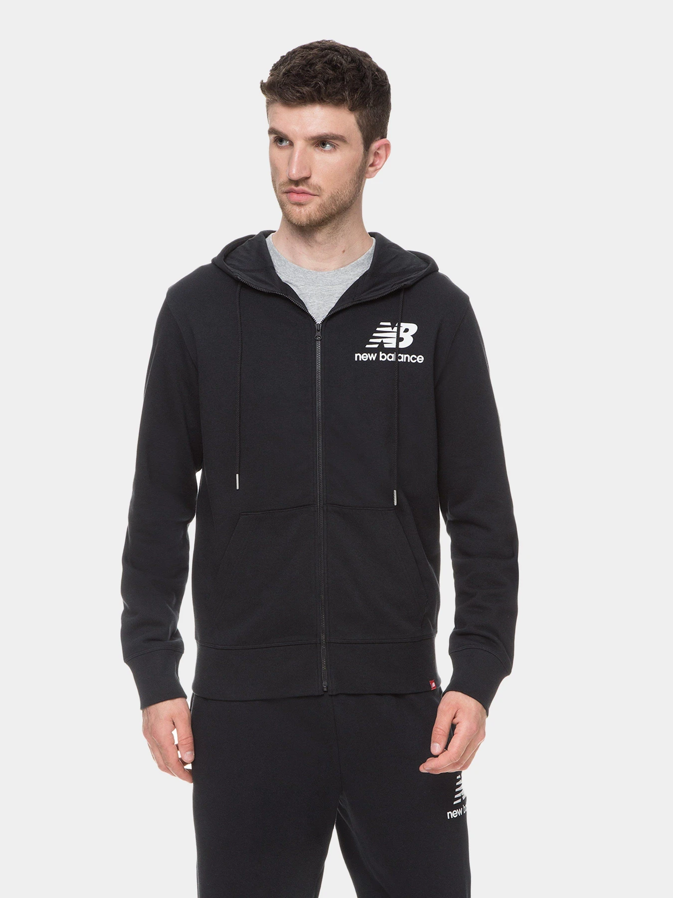 Худі та світшоти New Balance Essentials Stacked Full Zip модель MJ03558BK Фото