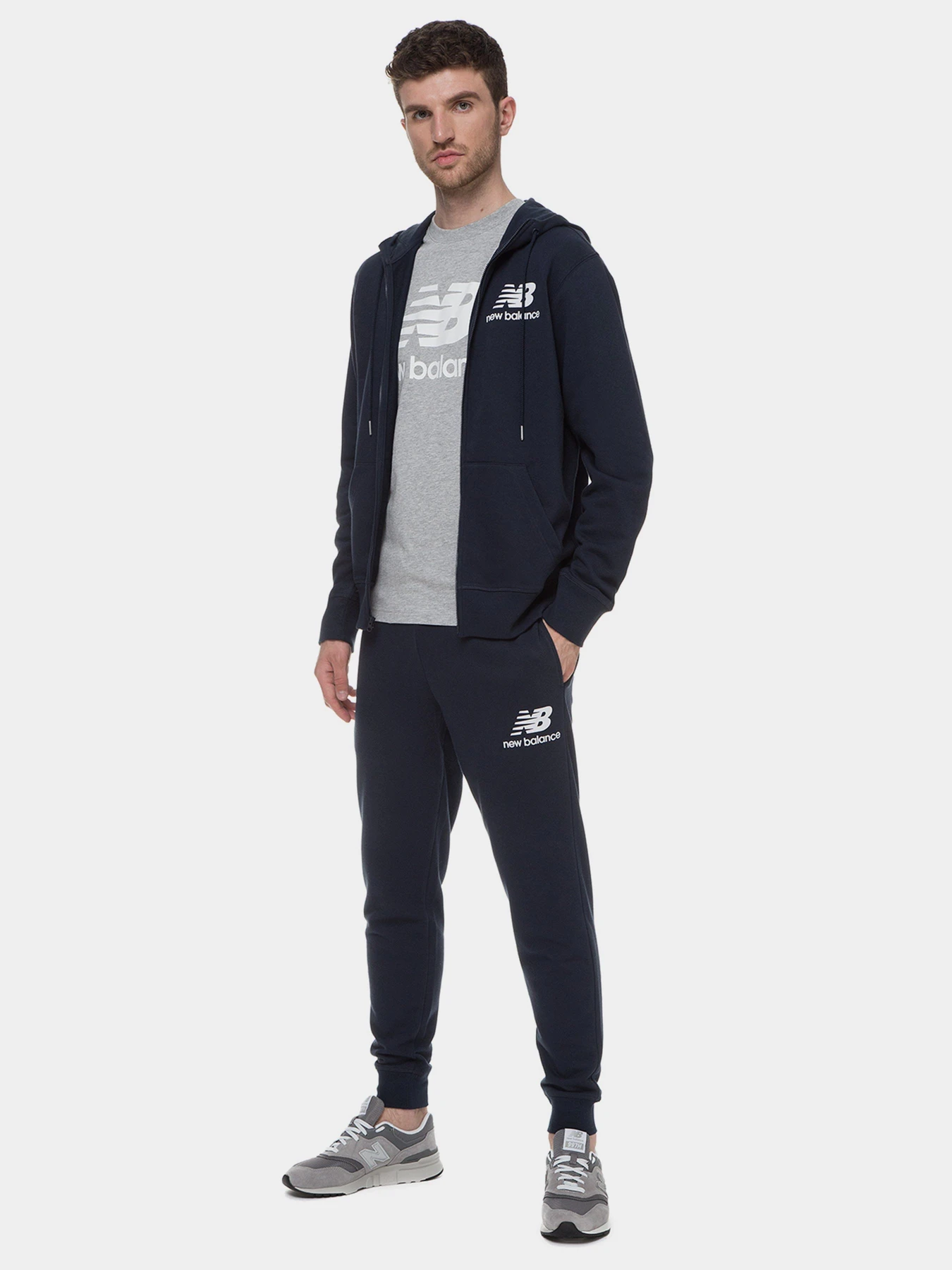 Худі та світшоти New Balance Essentials Stacked Full Zip модель MJ03558ECL Худі та світшоти New Balance Essentials Stacked Full Zip модель MJ03558ECL Фото