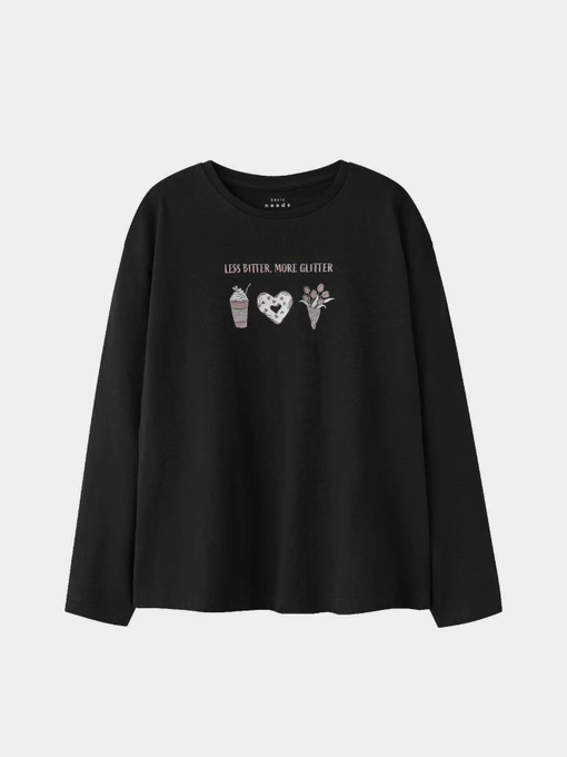 Худі та світшоти Name it VEEN LS RLX TOP модель 13234709_Black More Glitter Фото
