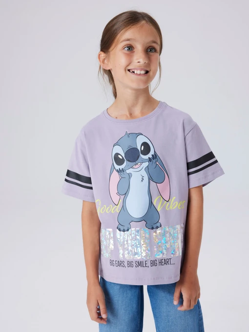 Футболки и поло Name it DYMI STITCH SS NREG TOP модель 13252107_Lavender Gray Фото