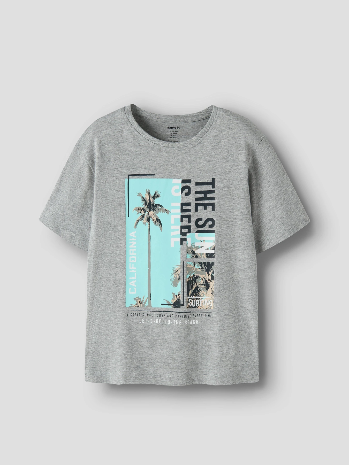 Футболки и поло Name it VAGNO SS LOOSE TOP модель 13224966_Grey Melange The Sun Фото