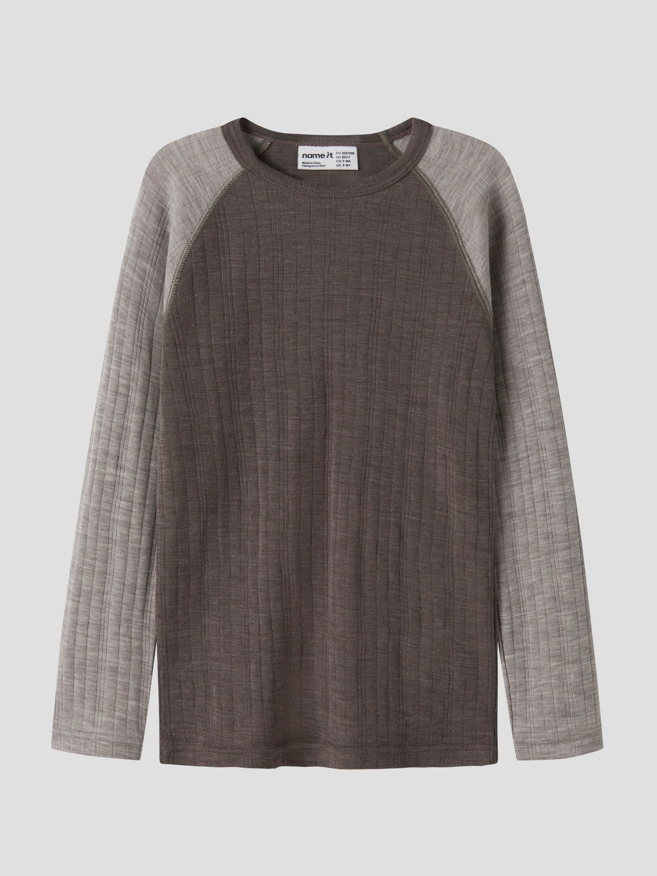 Нижнее белье Name it WANG WOOL NEEDLE LS TOP SOLID модель 13229080_Morel SATELLITES SLEEVES Фото