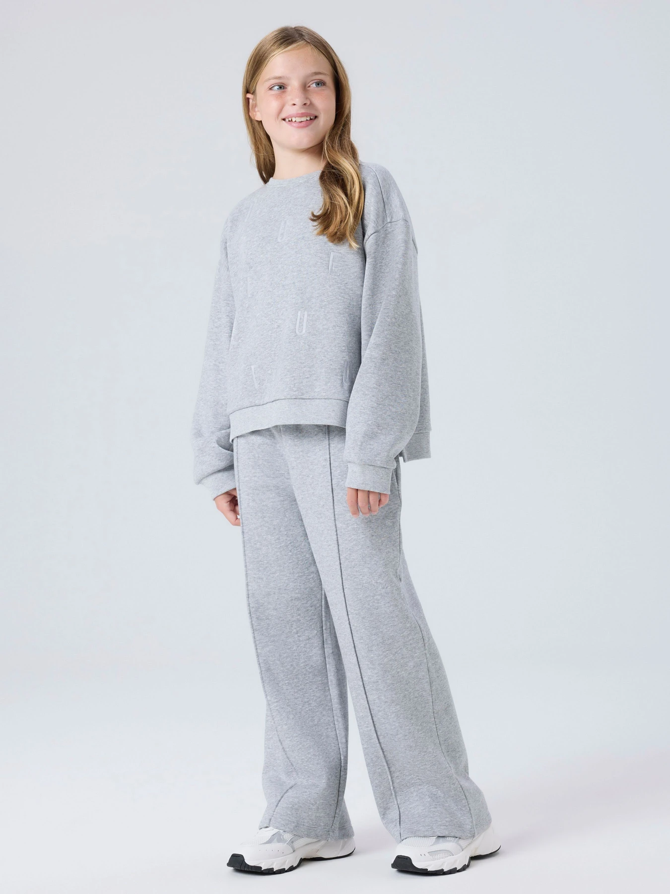 Брюки Name it ILLINA WIDE SWE PANT BRU PB модель 13256860_Light Grey Melange Фото
