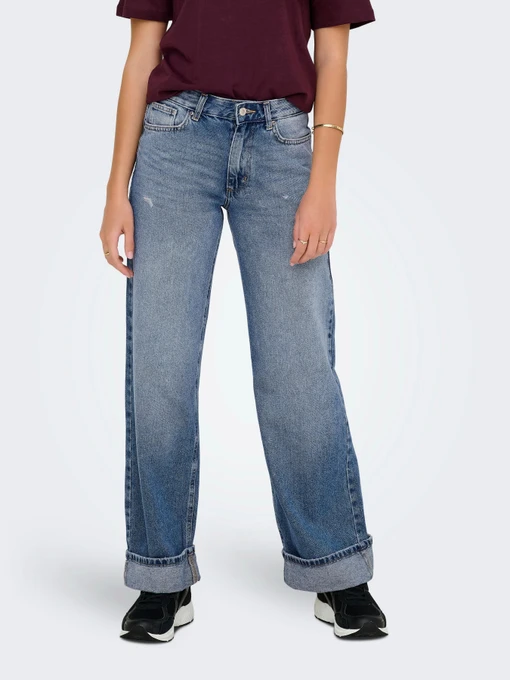 Джинсы Only ELLA MW WIDE FOLD UP DNM модель 15344976_Medium Blue Denim Фото