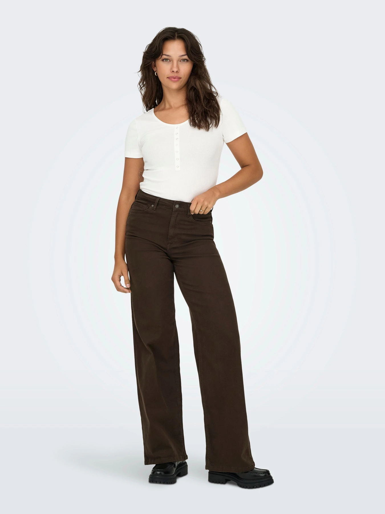 Джинсы Only MADISON BLUSH HW WIDE COLOR DN модель 15371660_Dark Brown Denim Джинсы Only MADISON BLUSH HW WIDE COLOR DN модель 15371660_Dark Brown Denim Фото