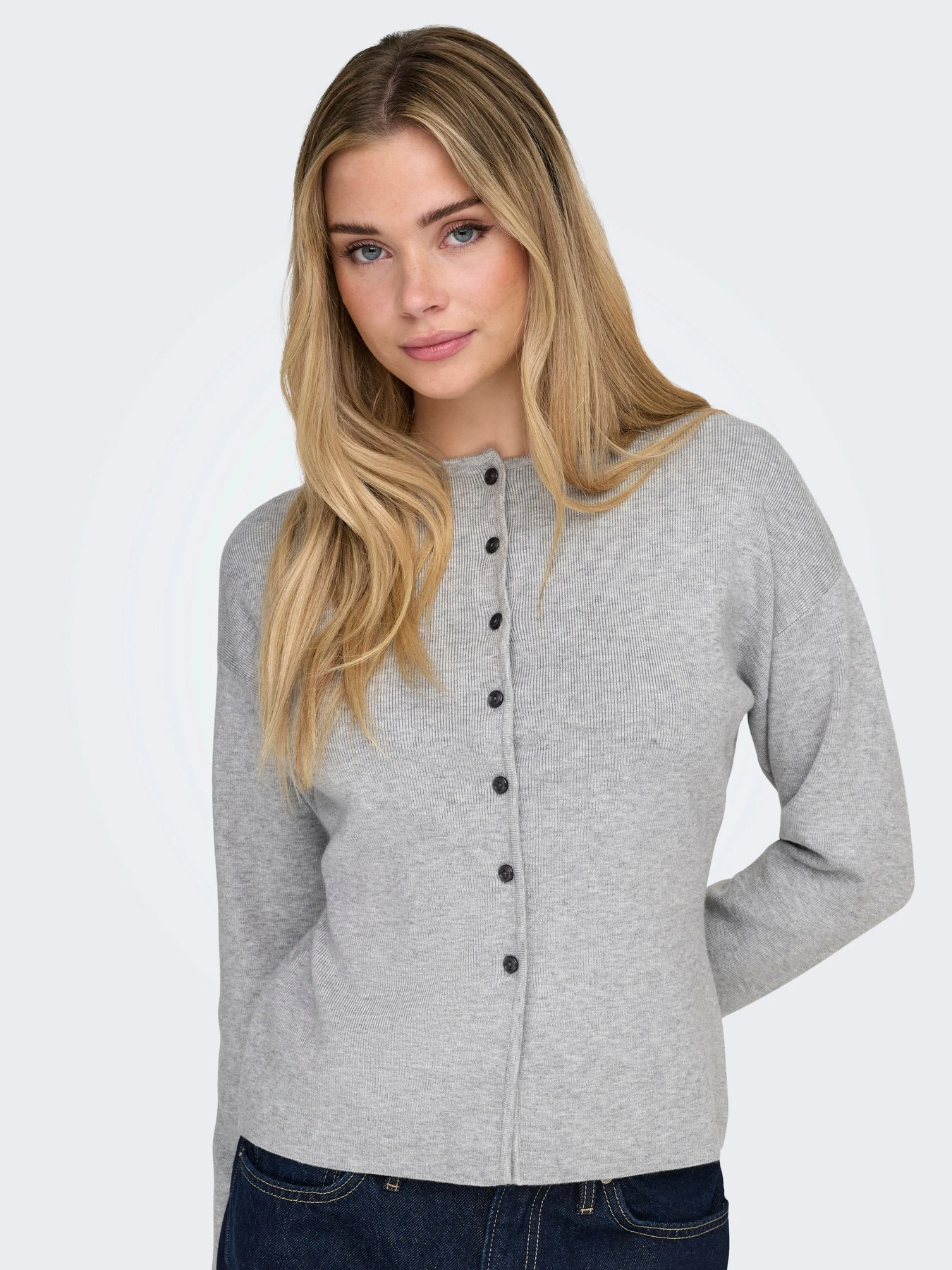 Свитеры и кардиганы Only LUCY LS O-NECK CARDIGAN KNT модель 15370435_Light Grey Melange DARK GR Фото