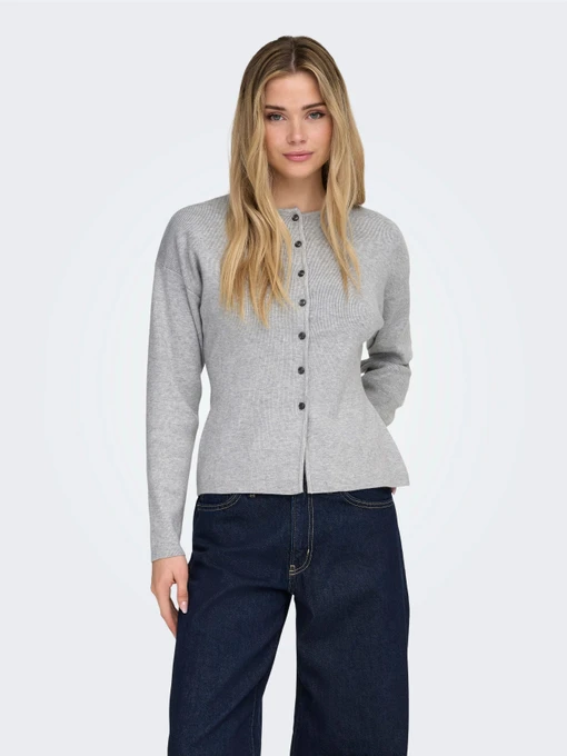 Свитеры и кардиганы Only LUCY LS O-NECK CARDIGAN KNT модель 15370435_Light Grey Melange DARK GR Фото