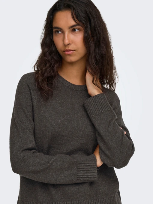 Свитеры и кардиганы Only PRINCESS LS O-NECK RAGLAN KNT модель 15381869_Chocolate Torte Melange Фото