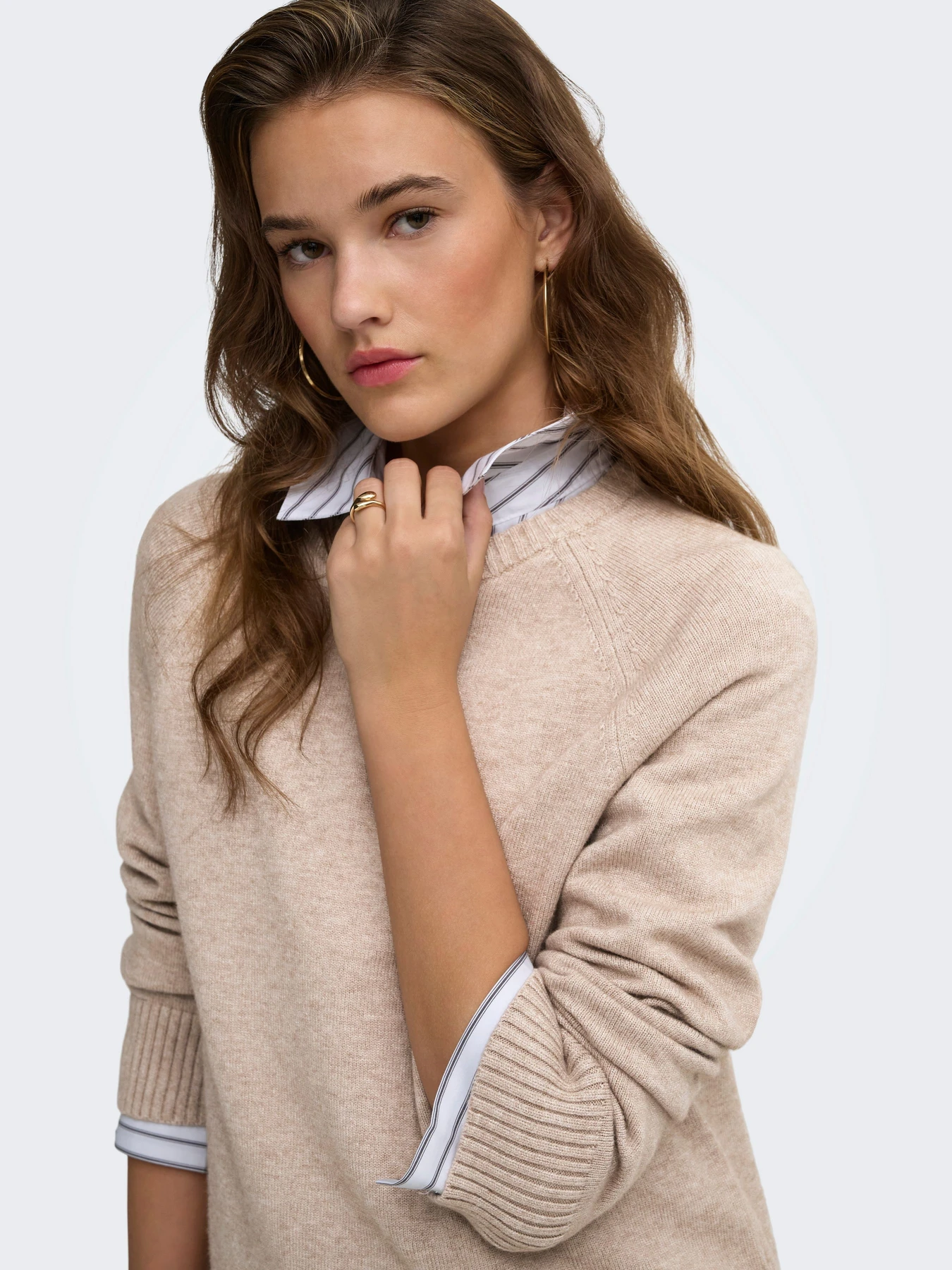 Свитеры и кардиганы Only PRINCESS LS O-NECK RAGLAN KNT модель 15381869_Mocha Meringue Melange Фото
