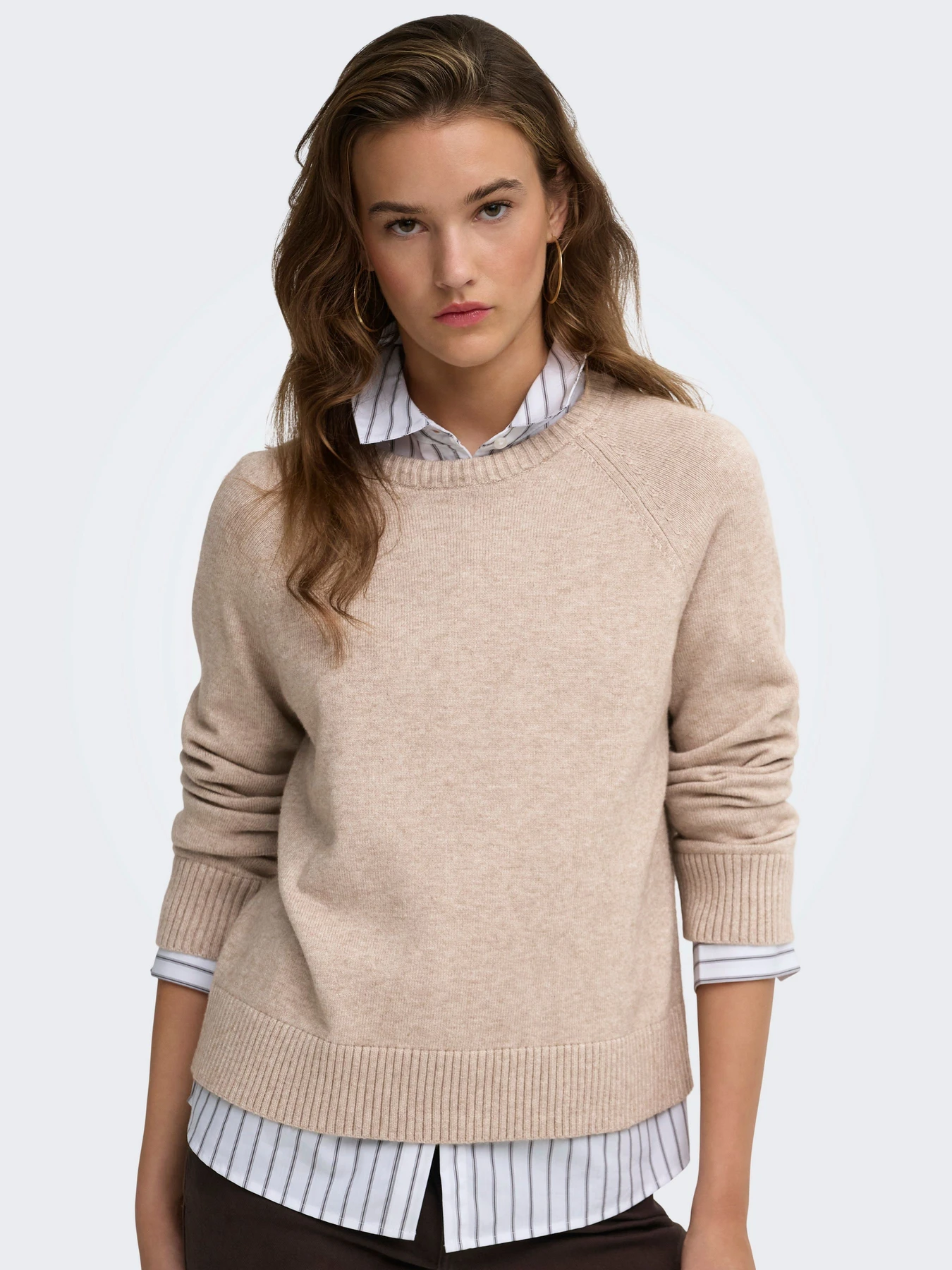 Свитеры и кардиганы Only PRINCESS LS O-NECK RAGLAN KNT модель 15381869_Mocha Meringue Melange Фото