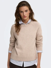 Свитеры и кардиганы Only PRINCESS LS O-NECK RAGLAN KNT модель 15381869_Mocha Meringue Melange Фото