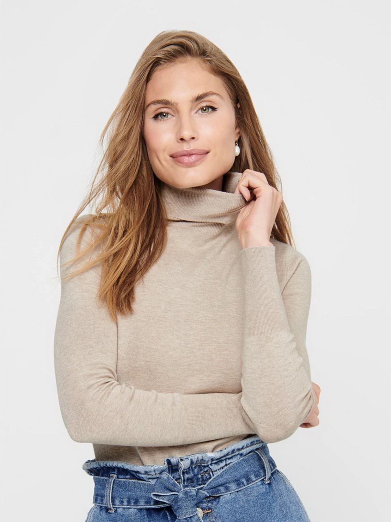 Свитры и кардиганы Only VENICE LIFE LS ROLL PULLOVER модель 15183772_Whitecap Gray Фото
