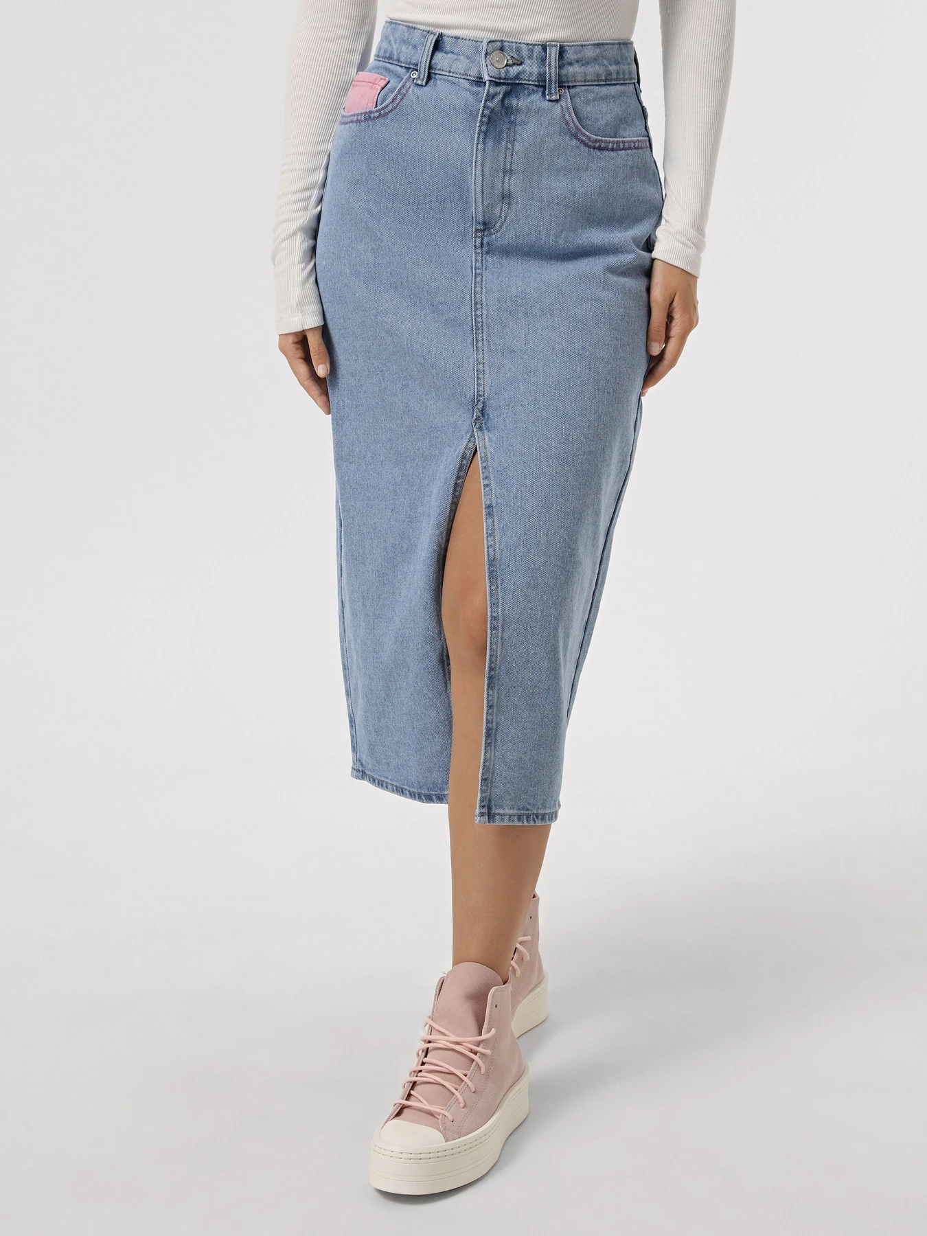 Юбки Only модель 15330818_Light Blue Denim PINK Юбки Only модель 15330818_Light Blue Denim PINK Фото