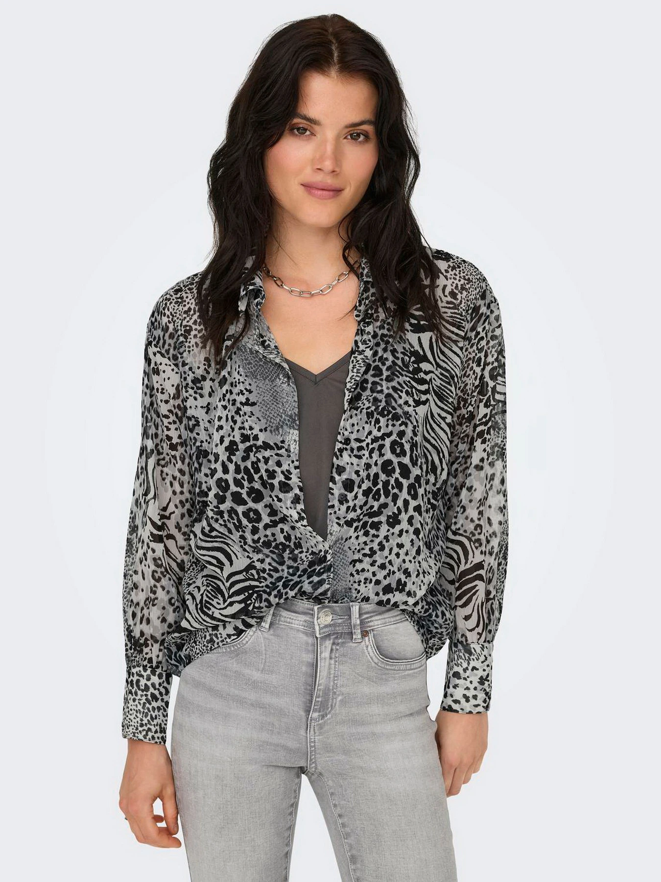 Сорочки Only модель 15329222_Gray Violet Ranch animal Сорочки Only модель 15329222_Gray Violet Ranch animal Фото