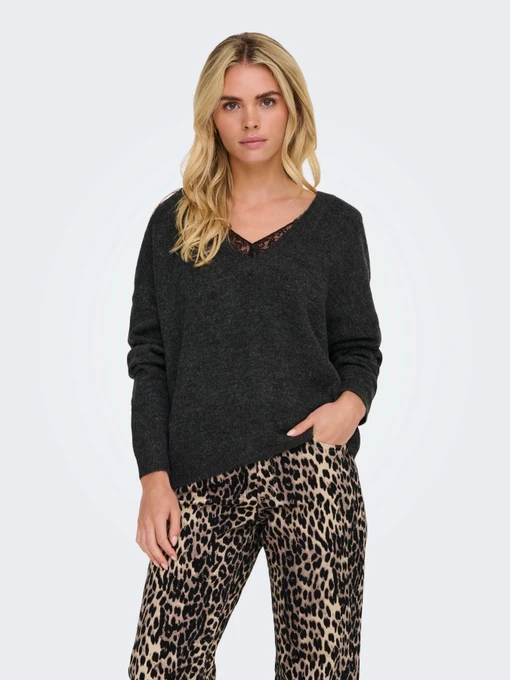 Светри та кардигани Only модель 15329229_Dark Grey Melange Black la Фото