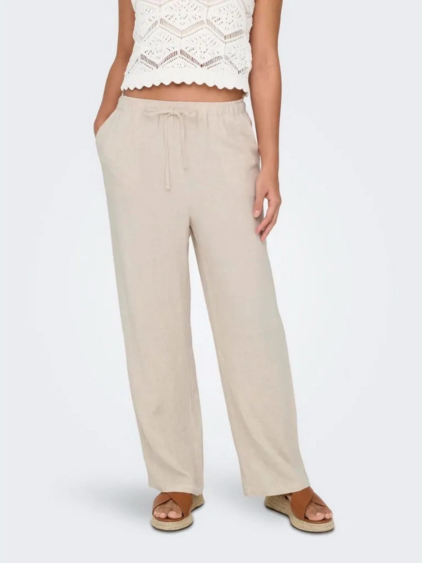 Штани Only SIESTA MW PULL-UP LINEN модель 15322263_Moonbeam Фото