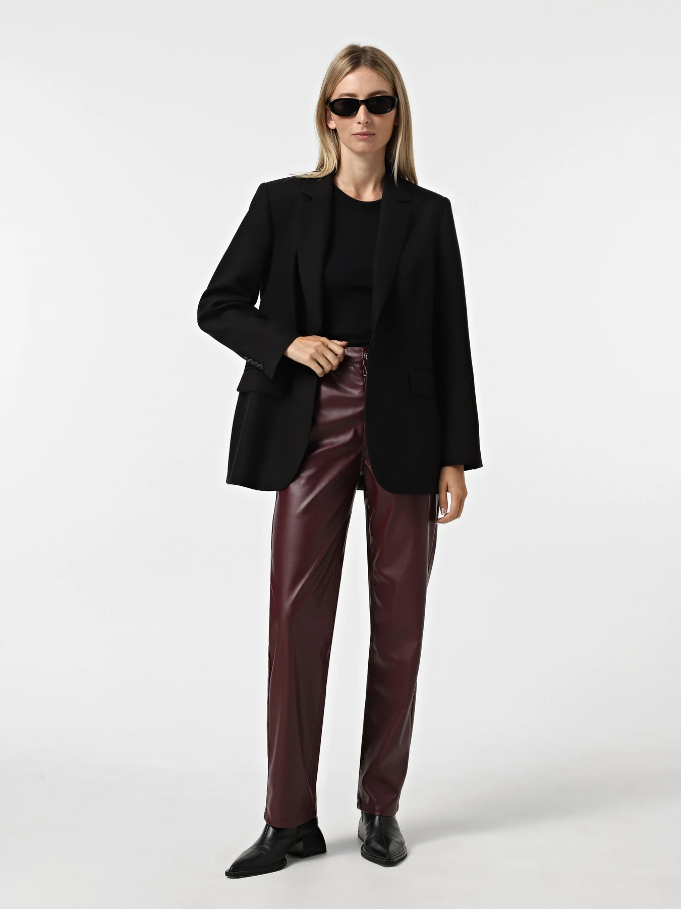Штани Only SADIE FAUX LEATHER PANTS модель 15349078_Mauve Wine Штани Only SADIE FAUX LEATHER PANTS модель 15349078_Mauve Wine Фото