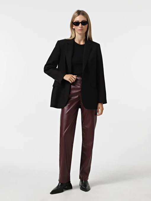 Штани Only SADIE FAUX LEATHER PANTS модель 15349078_Mauve Wine Фото