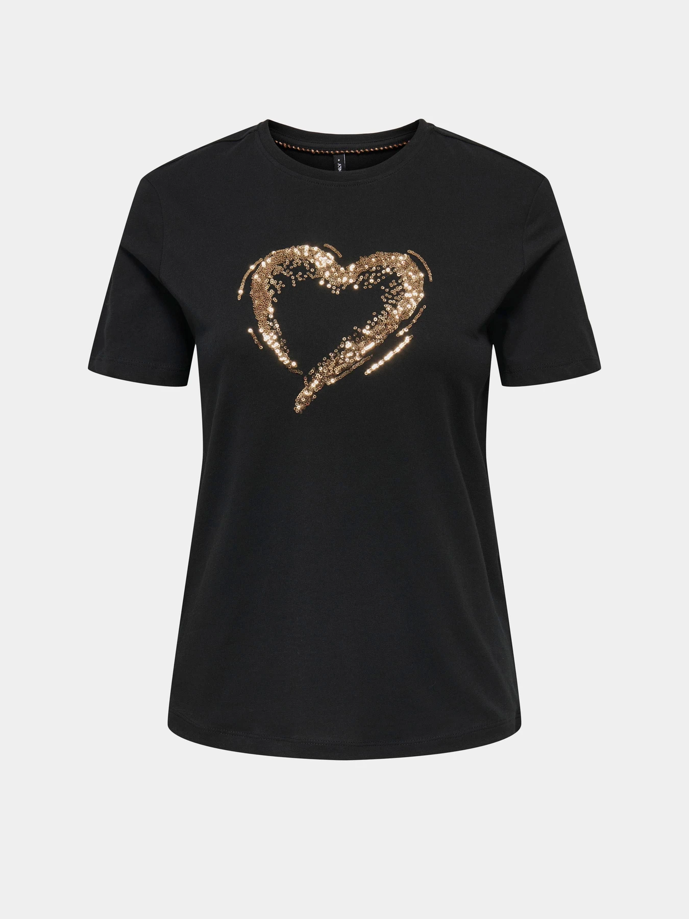 Футболки и поло Only MARCY S/S BOX TOP модель 15357554_Black W. sequins heart Фото