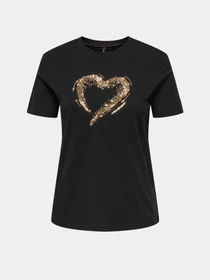 Футболки и поло Only MARCY S/S BOX TOP модель 15357554_Black W. sequins heart Фото