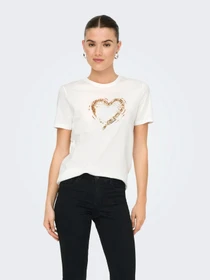 Футболки і поло Only MARCY S/S BOX TOP модель 15357554_Cloud Dancer W. sequins he Фото