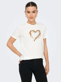 Футболки и поло Only MARCY S/S BOX TOP модель 15357554_Cloud Dancer W. sequins he Фото