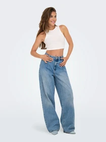 Джинсы Only GIANNA MW PLEAT STR DNM модель 15356810_Light Medium Blue Denim Фото