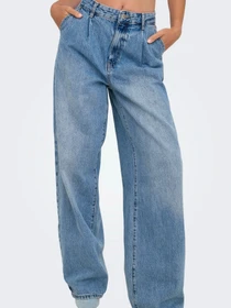 Джинсы Only GIANNA MW PLEAT STR DNM модель 15356810_Light Medium Blue Denim Фото