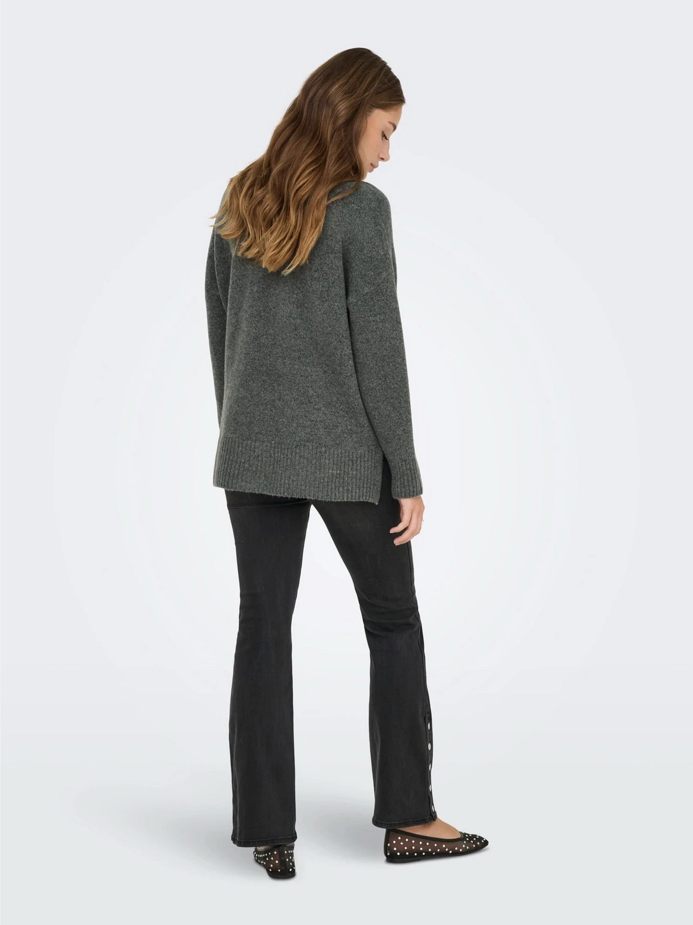 Свитры и кардиганы Only HAZEL LS HIGHNECK OVERS PULL K модель 15352853_Balsam Green Melange Фото