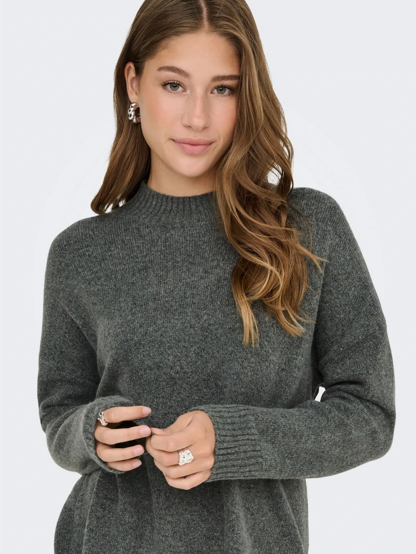 Свитры и кардиганы Only HAZEL LS HIGHNECK OVERS PULL K модель 15352853_Balsam Green Melange Фото