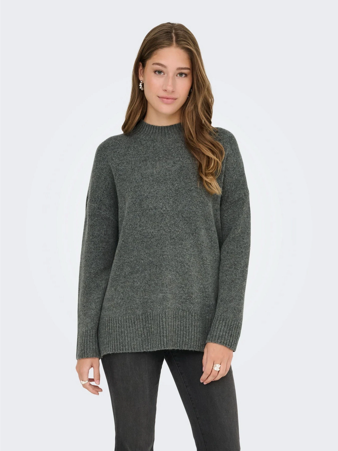 Свитры и кардиганы Only HAZEL LS HIGHNECK OVERS PULL K модель 15352853_Balsam Green Melange Фото