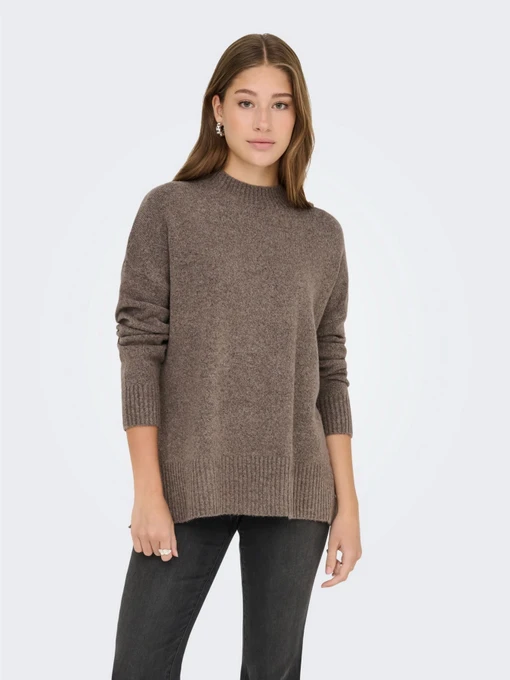 Свитры и кардиганы Only HAZEL LS HIGHNECK OVERS PULL K модель 15352853_Brown Lentil Melange Фото