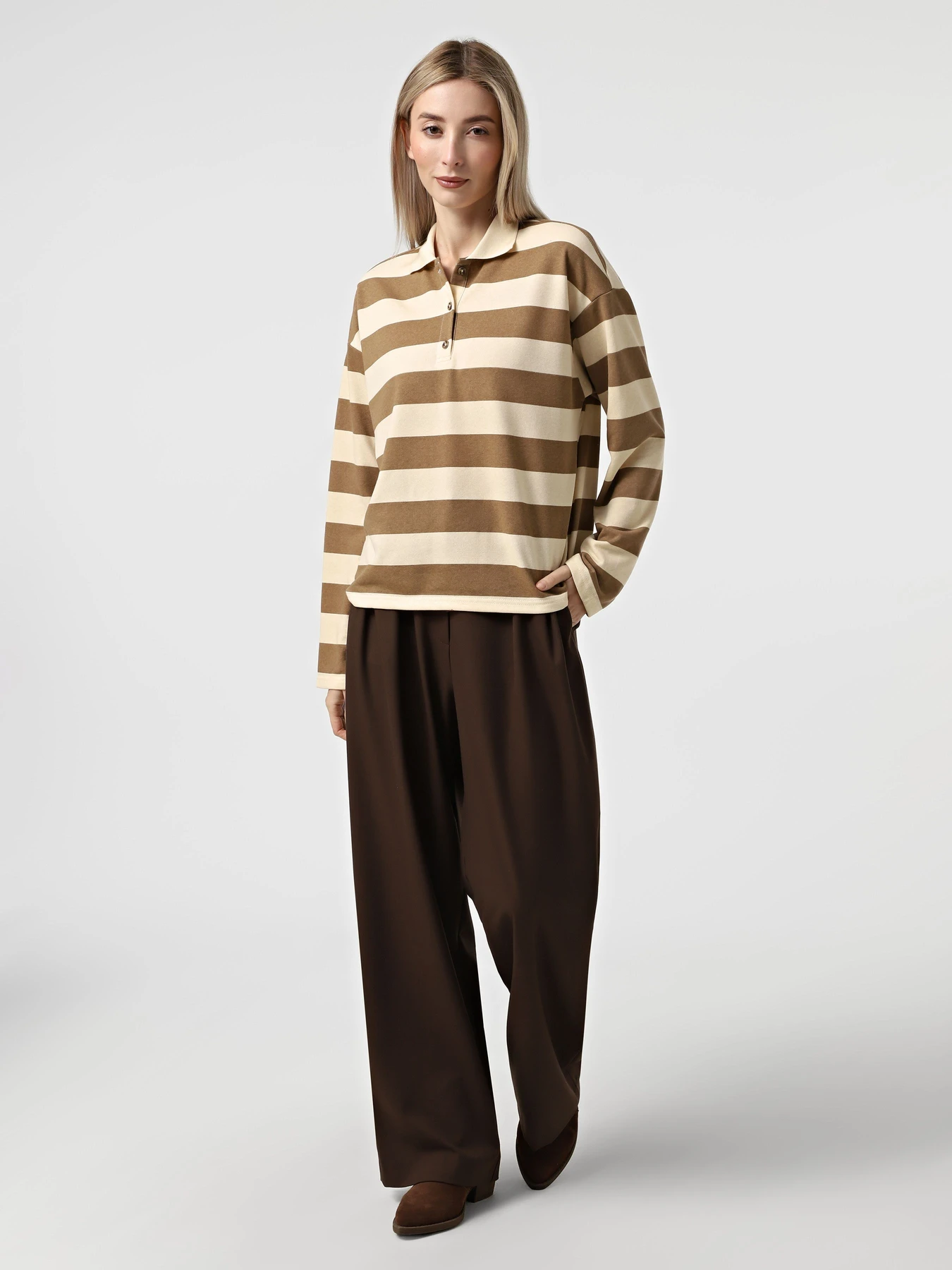 Футболки і поло Only ALLISON L/S STRIPE POLO модель 15356124_Cocoa Creme Biscotti Футболки і поло Only ALLISON L/S STRIPE POLO модель 15356124_Cocoa Creme Biscotti Фото