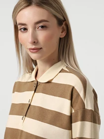 Футболки і поло Only ALLISON L/S STRIPE POLO модель 15356124_Cocoa Creme Biscotti Фото