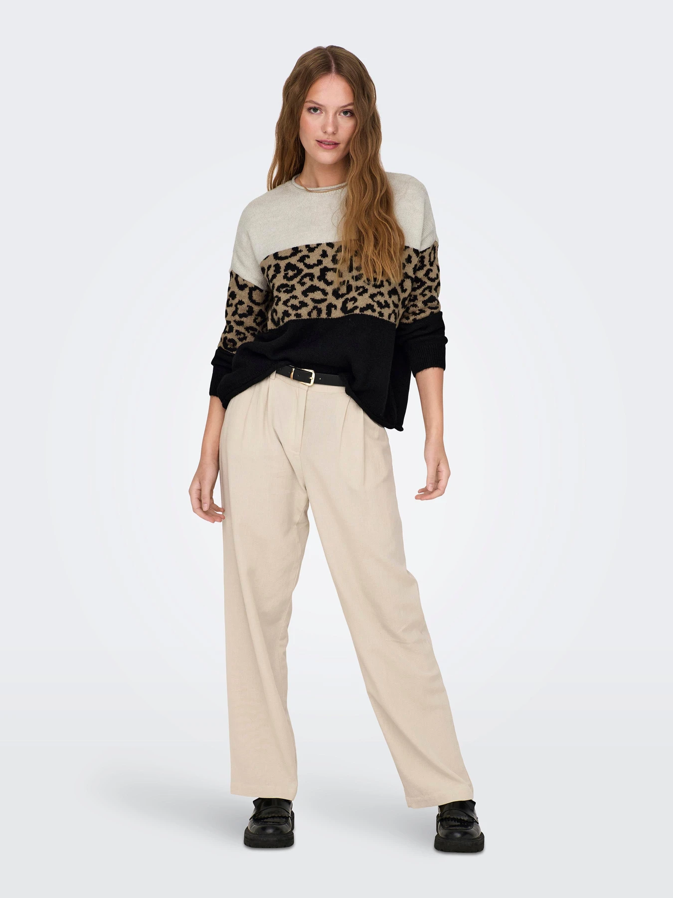 Светри та кардигани Only JADE ANIMAL LS O-NECK KNT модель 15294969_Moonbeam Black/Toasted Coc Фото