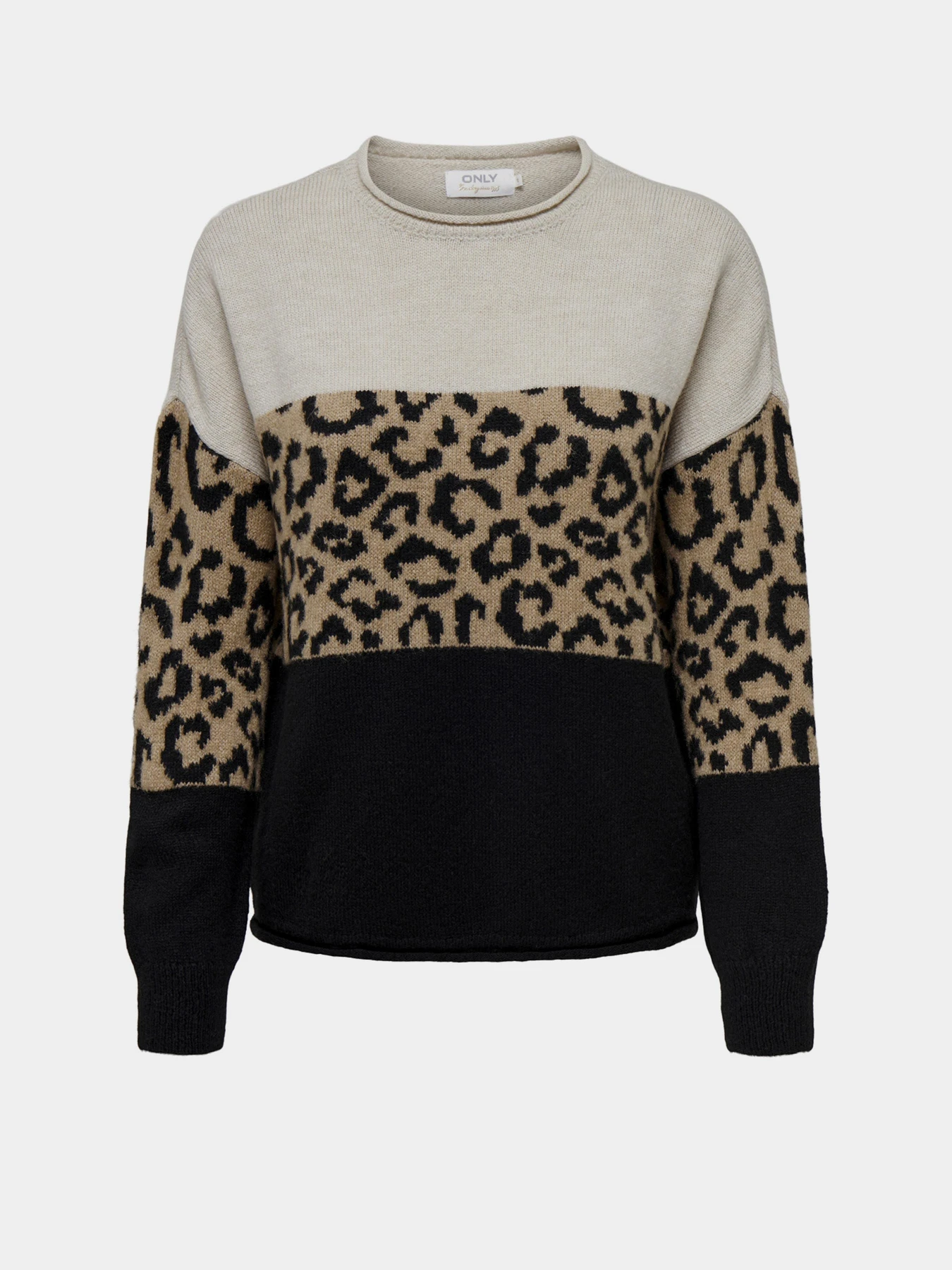 Светри та кардигани Only JADE ANIMAL LS O-NECK KNT модель 15294969_Moonbeam Black/Toasted Coc Фото