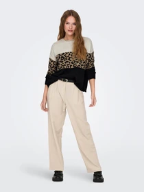 Светри та кардигани Only JADE ANIMAL LS O-NECK KNT модель 15294969_Moonbeam Black/Toasted Coc Фото