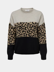Светри та кардигани Only JADE ANIMAL LS O-NECK KNT модель 15294969_Moonbeam Black/Toasted Coc Фото