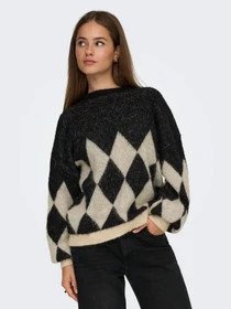 Светри та кардигани Only NOEME LIFE LS JQ O-NECK KNT модель 15353226_Black Biscotti/Melange/Har Фото